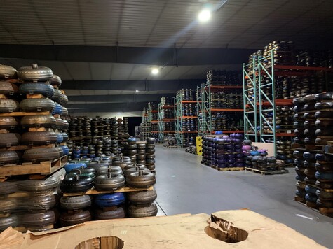 A picture of Precision of New Hampton’s torque converter inventory; one of the biggest in the world!
